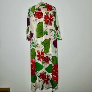 Vintage 70's Lorraine Floral Print Kaftan House Dress Nightgown Size Small